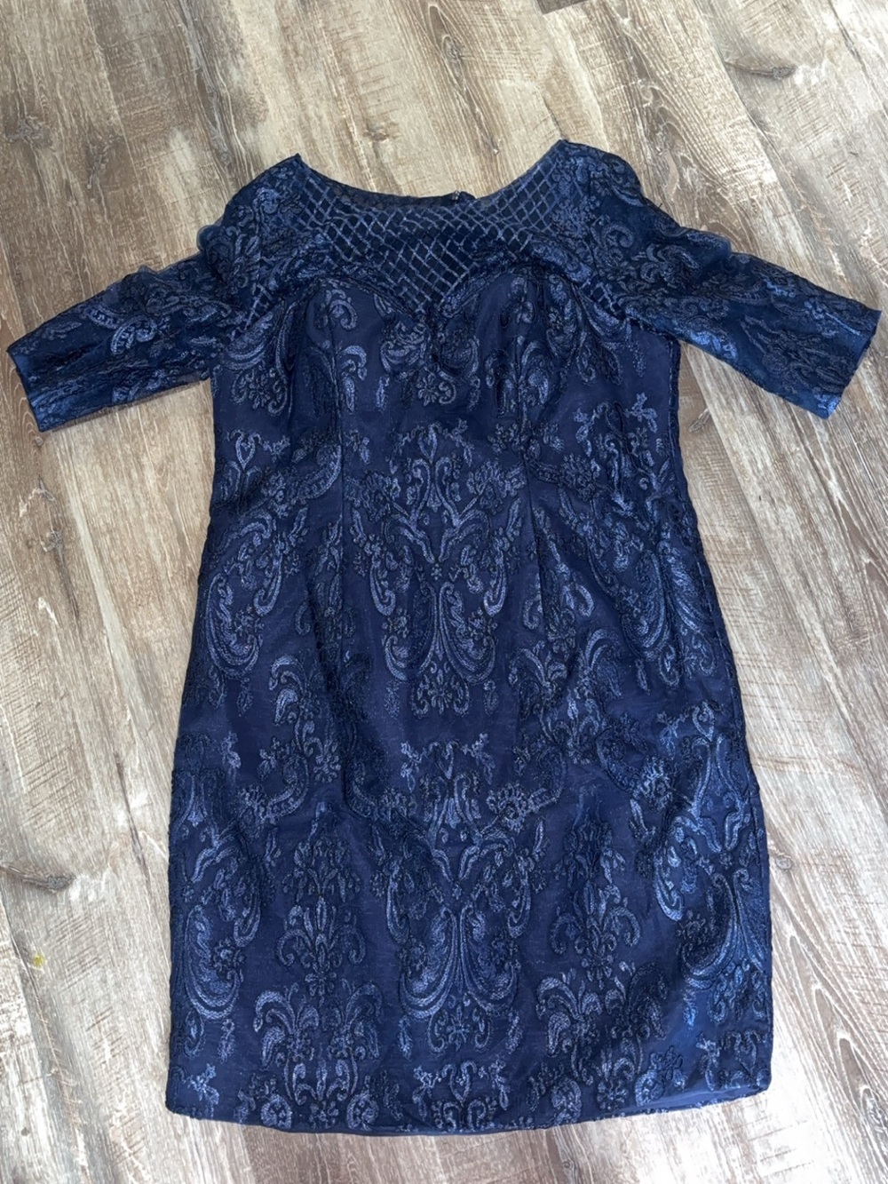 Navy Lace-Textured Women’s Dress